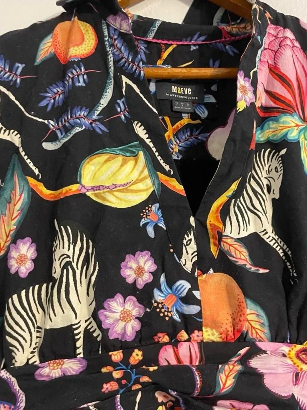 Maeve by Anthropologie Womens 2 Multicolor Floral Zebra Cotton Skater Mini Dress